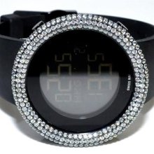 Digital Watch Full CZ Bazel and Case Rubber band KC Mens 48mm New