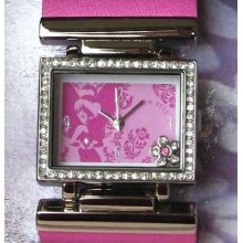 Disney Gift Fairy Pink Tinker Bell Jeweled Charm Watch