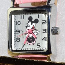 Disney's Minnie Mouse Very Collectible Watch Pink Leather Band Battery