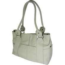 D'Margeaux Pebbled Shopper Leather Handbag-One Size Bone