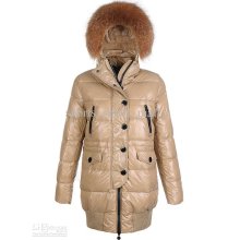 Down Coats Winter Fur Loire Long Coat Women Button With Zipper Khaki