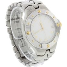 Ebel Sport Wave 18k Gold Stainless Steel Roman Numeral White Mens Watch E6187631