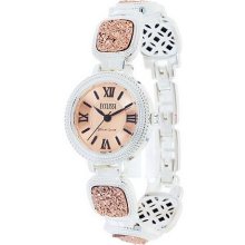 Ecclissi Sterling Drusy Quartz Station Bracelet Watch - Rose - One Size