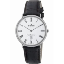 Edox Watch White Face Leather Strap Les Genevez RrpÂ£575