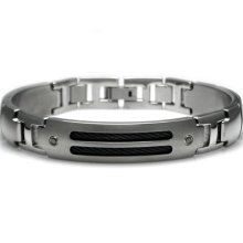 Edward Mirell Cable Sport Titanium Bracelet with Black Diamonds