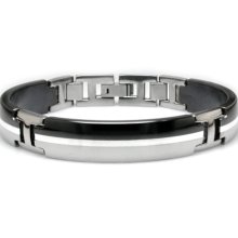 Edward Mirell Tuxedo Black and Gray Titanium Bracelet with Silver Inlay