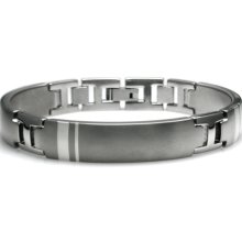 Edward Mirell Wellington Dual Finish Gray Titanium Bracelet with Silver Inlay