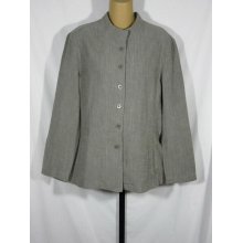 EILEEN FISHER Size M Green White Cotton Rayon Linen Blend Unlined Jacket B- 40