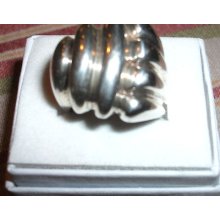 Elegant High Dome Sterling Silver Ring/size 6.5/shrimp Design/turned Angles/nice