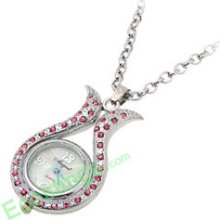 Elegant Jewelry Necklace Twin duck Crystal Pendant Quartz Watches