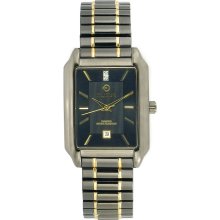 Elgin Mens Black Rectangle with Gold Accents Watch - M Z BERGER & CO.