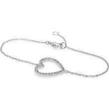 Emitations Liv's Pave CZ Heart Charm Bracelet, Silver, 1 ea
