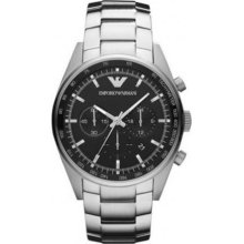 Emporio Armani Men's Sportivo AR5980 Silver Stainless-Steel Quartz Watch with Black Dial