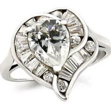 Engagement Ring Size 9 Aaa Grade Cubic Zirconia High Polished Sterling Silver