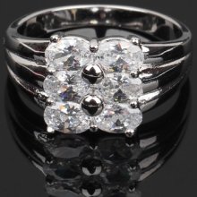 Engagement Wedding Band 6 Stone Ring 18k Wgp Use Swarovski Crystal Us Size 9-11