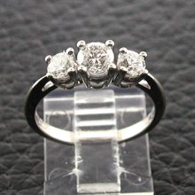 Estate 14k White Gold Triple Diamond Promise Ring