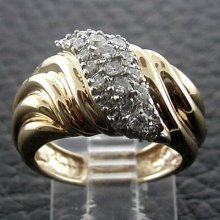 Estate 14k Yellow Gold Vintage Unknown Designer Diamond Fashion Ring