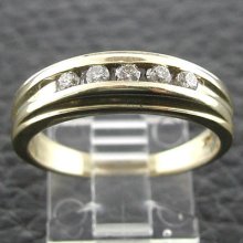 Estate Circa' 1980's 14k Yellow Gold 5 Diamond Artistic Ridge Band Ring