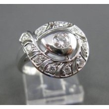 Estate Round .45ct Diamond 14kt White Gold 14mm Cocktail Ring Beautiful 2567