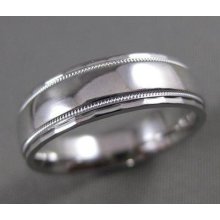 Estate Solid Platinum Mens Milgrain Wedding Band Ring 6mm Wide Size 9.75