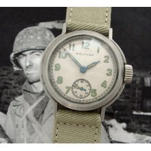 Excellent Wwii Era Waltham Ordnance Wrist Watch With Correct Strap - Serviced