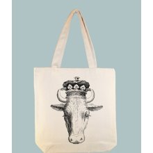 Fabulous Crown Wearing Cow On 15x15 Canvas Tote - Other Sizes Availabl