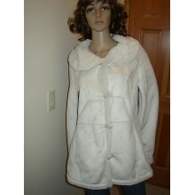 Fabulous White Stag Faux Leather Jacket White Pile Trim, 12/14 L