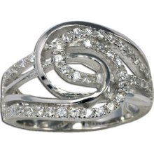 Fancy Cz Ring Sterling Silver Rhodium Plated Fashion High Polish Gift Ship Usa