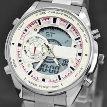 Fashion 100m Water Resist Multi-function Stainless Steel Men Sports Watch