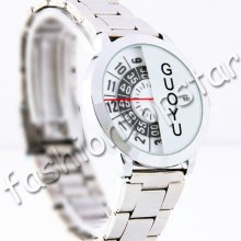 Fashion Casual Unisex Quartz Round Dial Steel Wrist Watch Guoyu501