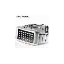 fashion flash mix led lights dots mens silver watches