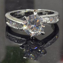 Fashion Jewelry 2 Ct Cz Crystal Round Brilliant Promise Wedding Engagement Ring