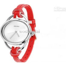 Fashion Ladies Watches Sliver White Dial Shiny Artificial Leather St