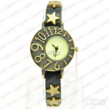 Fashion Lady Woman Watch Rivet Sun Moon Star Retro Roma Design Genui