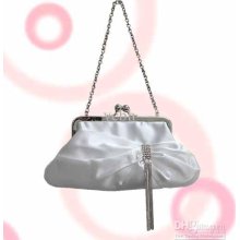 Fashion Satin White/champagne Evening Bag Handbag Purse Clutch Weddi