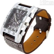 Fashion Wamage 9273 Big Quadrate Dial Men Boys' Leather Watch
