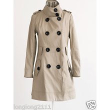Fashion Women's Cotton Blend Double Breasted Trench Coat Belted Long Jacketsy39