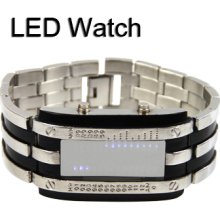 Fashionable Blue 28-LED Stainless Steel Samurai Watch