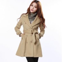 Faux-Fur Collar Double-Breasted Coat