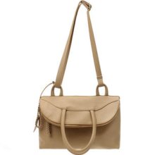 Faux-Leather Woven-Strap Satchel