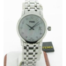 Fendi Ladies Stainless Steel Watch-round Mop Dial W/ Date & Diamond Markers