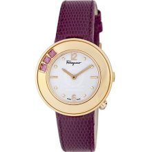 Ferragamo Gancino Sparkling Gold Ip Rotating Top Ring Fuchsia St F64sbq5201 S109
