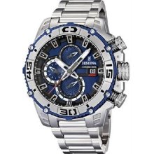 Festina Mens Tour De France Stainless Watch - Silver Bracelet - Blue Dial - F16599-2