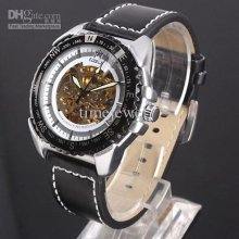 Fizele White Dial Rim Skeleton Automatic Mechanical Men Wristwatch B