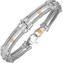 Forzieri Designer Bracelets, DiFulco Line Gold Screw Stainless Steel Link Bracelet