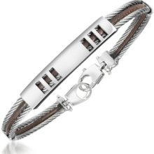 Forzieri Designer Men's Bracelets, Di Fulco - Stainless Steel Bracelet with Plaque