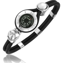 Forzieri - Forzieri Compass Stainless Steel and Rubber Bracelet