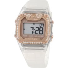 Freestyle Womens Shark Classic Glitz Plastic Watch - Clear Rubber Strap - Silver Dial - 101081