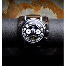 Frontier Bison Leather - Open Heart Automatic Watch - SALE - Worldwide Shipping - USA Hand Made