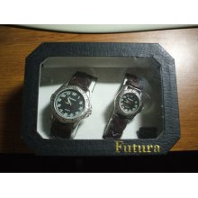 Futura Watch Set Men's & Women's Brown Leather-like Bands